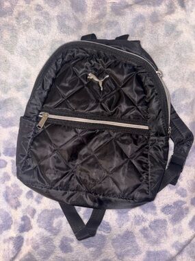 Puma Black Quilted Mini Backpack with Silver Logo